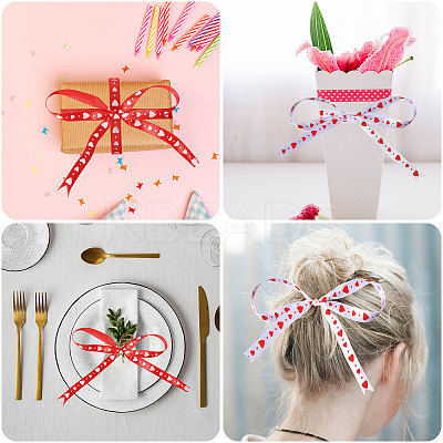 2 Rolls 2 Colors Heart Pattern Polyester Ribbon OCOR-CA0001-34-1