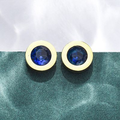 304 Stainless Steel Flat Round Stud Earrings EJEW-C099-23G-01-1