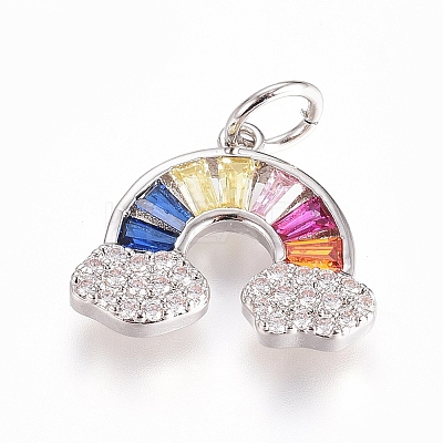 Brass Micro Pave Cubic Zirconia Pendants X-ZIRC-G166-26P-1