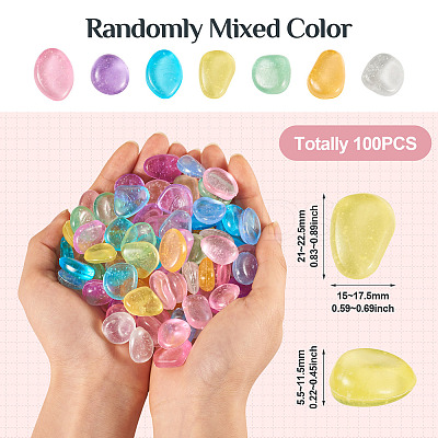 100Pcs Luminous Transparent Resin Cabochons RESI-TAC0011-79-1