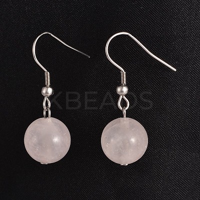 Round 304 Stainless Steel Natural Mixed Stone Dangle Earrings EJEW-JE01973-1