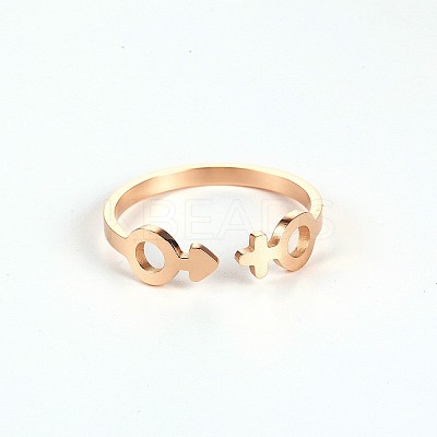 Stylish Adjustable 304 Stainless Steel Gender Symbol Cuff Rings for Women CD3807-16-1