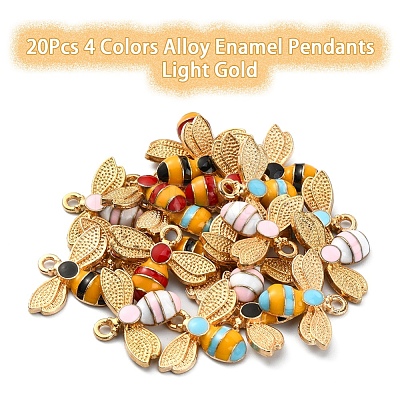 20Pcs 4 Colors Alloy Enamel Pendants ENAM-YW0001-91-1