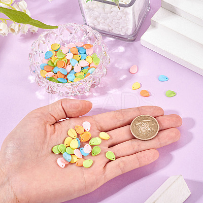 150Pcs 5 Colors Spray Painted Natural Freshwater Shell Teardrop Charms SHEL-TA0001-23-1
