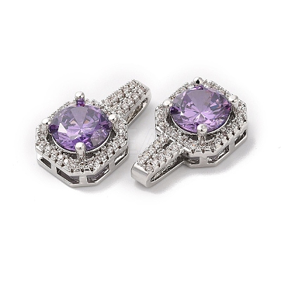 Brass Pave Cubic Zirconia with Glass Pendants KK-G465-42P-1