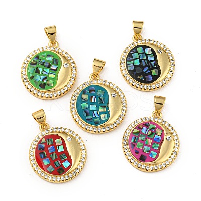 Brass Micro Pave Cubic Zirconia Pendants KK-K356-21G-1