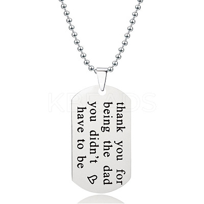 201 Stainless Steel To My Dad Dog Tag Pendant Ball Chain Necklaces FS-WG527E6-01-1