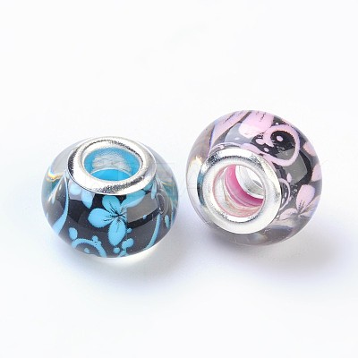 Large Hole Flower Pattern Resin European Beads OPDL-R120-M1-1