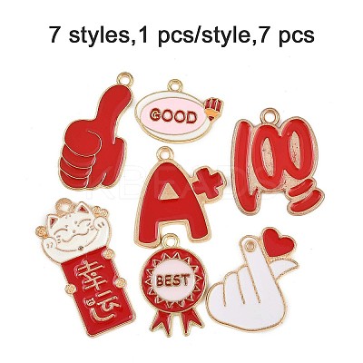7Pcs 7 Styles Alloy Enamel Pendants ENAM-FP0003-14-1