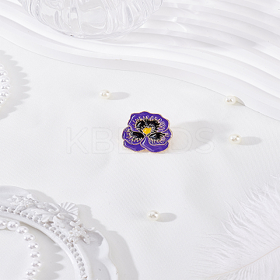 1Pc Charming Enamel Brooch with Purple Flower and Black Center for Fashionable Clothing JEWB-LP0004-54-1