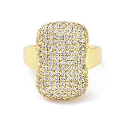 Brass with Cubic Zirconia Open Cuff Rings for Women RJEW-A035-19G-1