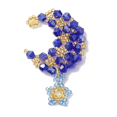 Imitation Austrian Crystal 5301 Glass & TOHO Round Seed Beaded Pendant PALLOY-MZ00179-1