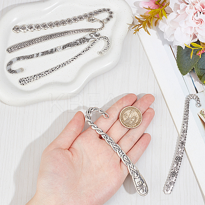 12Pcs 6 Styles Tibetan Style Alloy Bookmark Findings with Holes FIND-SC0008-99-1