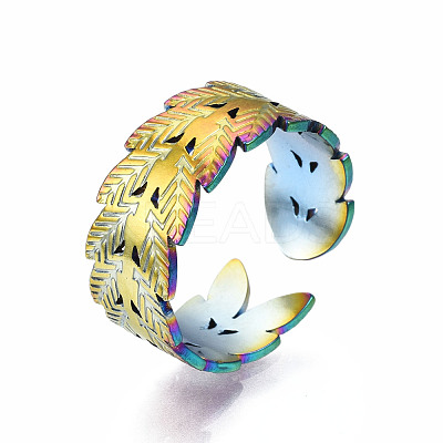 Leaf Cuff Rings RJEW-N038-018-1