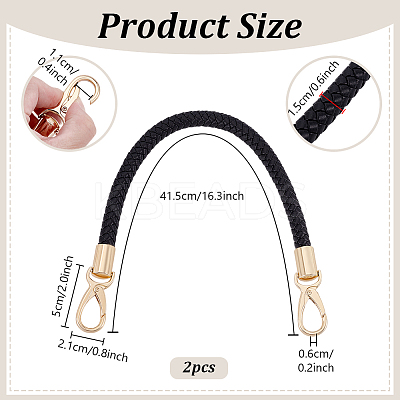 Imitation Leather Braided Round Cord Bag Handles with Zinc Alloy Clasps FIND-WH0126-941B-01-1