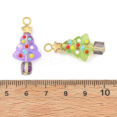 Handmade Bumpy Baking Paint Glass Pendants PALLOY-JF06038-1