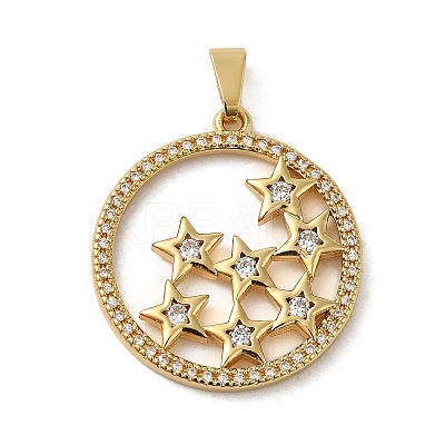 Rack Plating Brass Micro Pave Cubic Zirconia Pendants KK-P241-27G-1