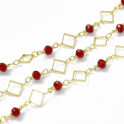 Handmade Brass Rhombus Link Chains CHC-F015-24G-1