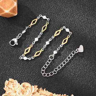 Rhombus 304 Stainless Steel Link Bracelets BJEW-N287-20-1