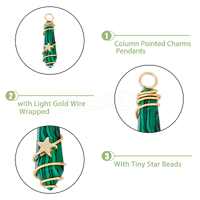 10Pcs 10 Styles Gemstone & Glass Pointed Copper Wire Wrapped Pendants FIND-FH0006-76-1