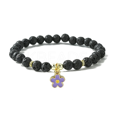 Natural Lava Rock Beaded Stretch Bracelets BJEW-JB09609-1