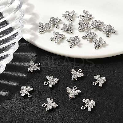SHEGRACE Brass Micro Pave Cubic Zirconia Bees Charms XGR0165P-110P-1