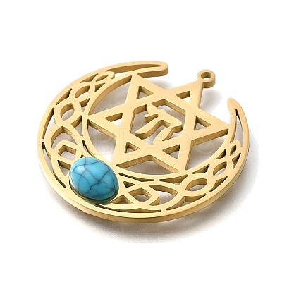 Synthetic Turquoise Star of David and Chai Symbol Pendants STAS-S178-08G-1