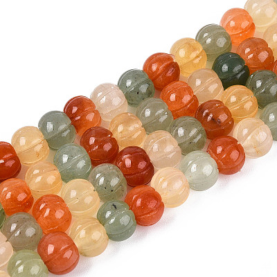 Natural Golden Silk Jade & Green Aventurine & Red Aventurine Beads Strands G-T144-A09-01-1