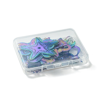 20Pcs 10 Styles Ion Plating(IP) 201 Stainless Steel Etched Metal Embellishments Pendants STAS-FS0001-52-1