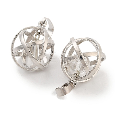 Natural Quartz Crystal Rock Crystal Round Ball Pendants G-Q163-05P-04-1