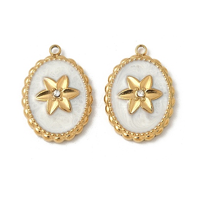 304 Stainless Steel Enamel Pendants STAS-V015-36G-1