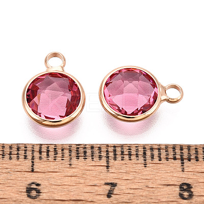 Golden Tone Brass Glass Charms GLAA-ZX008-24J-G-1