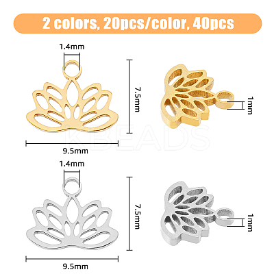 40Pcs 2 Colors 304 Stainless Steel Charms STAS-DC0014-34-1