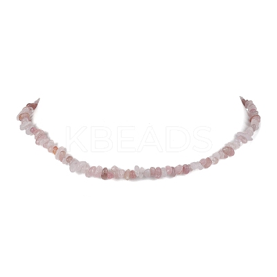 Natural Rose Quartz Chip Beaded Necklace NJEW-JN04615-03-1