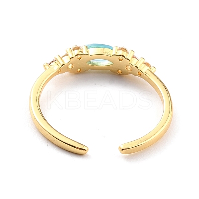 Cubic Zirconia Horse Eye Cuff Ring RJEW-C018-11G-1