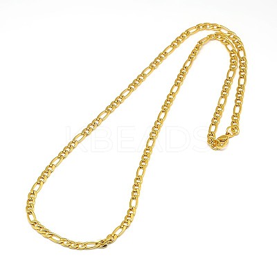 304 Stainless Steel Figaro Chain Necklace Making STAS-A028-N023G-1
