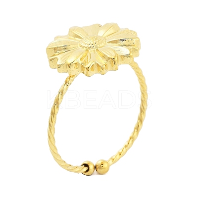 Real 18K Gold Plated 304 Stainless Steel Open Cuff Rings for Women LS-RJEW-B061-02G-09-1