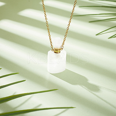 1Pc Natural Quartz Crystal Perfume Bottle Necklaces NJEW-PH0001-37B-02-1