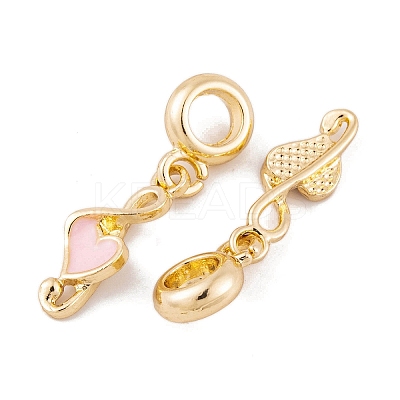 Rack Plating Alloy Pink Enamel European Dangle Charms FIND-C055-14G-1