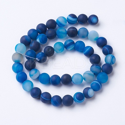 Natural Grade A Striped Agate/Banded Agate Beads Strands G-E478-05-6mm-1