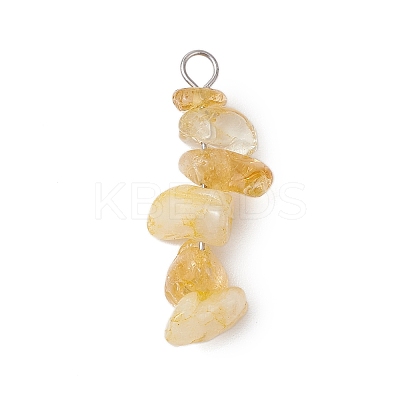 3Pcs Natural Aquamarine & Citrine & Flower Amazonite Chip Beaded Constellation Pendants PALLOY-JF03043-03-1