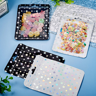 20Pcs 2 Colors Rectangle Laser Star Plastic Yin-yang Zip Top Gift Bags OPP-TA0001-13-1