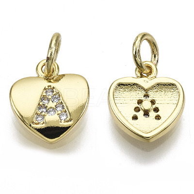 Brass Micro Pave Clear Cubic Zirconia Charms KK-N227-34A-NF-1