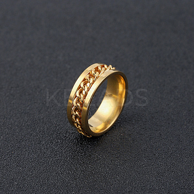 304 Stainless Steel Rotatable Chain Finger Rings for Men FS-WG60CA3-30-1