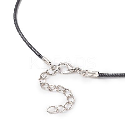 Electroplate Glass Beaded Dark Cyan Christmas Tree & Alloy Star Pendant Black Waxed Cotton Cord Necklaces NJEW-MZ00123-02-1