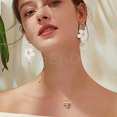 5 Pairs 5 Colors Acrylic Flower Dangle Hoop Earrings with Rhinestone Tassel EJEW-AN0003-70-1