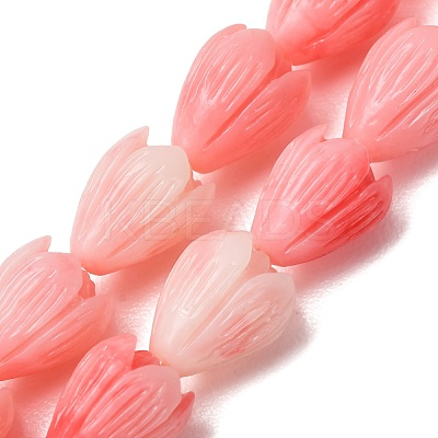 Synthetic Coral Dyed Carved Beads Strands SH-CBAE713-05A-1
