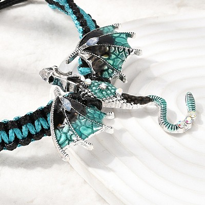 Pterosaur Alloy Enamel & Rhinestones Link Bracelets BJEW-A165-01C-1