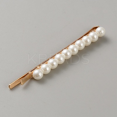 Alloy & Imitation Pearl Beaded Hair Barrrttes OHAR-WH0021-58G-1