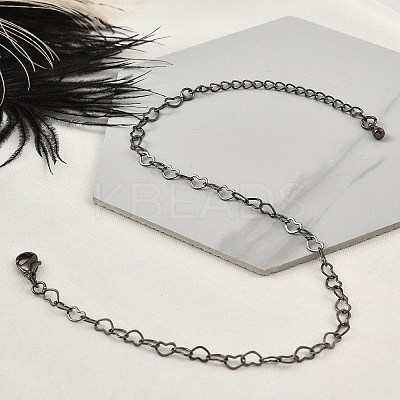 Brass Heart Link Bracelets for Women BJEW-G735-07B-1